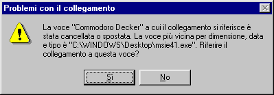 La voce Commodoro Decker a cui il collegamento si riferisce è stata cancellata o spostata. La voce più' vicina per dimensione, data e tipo è C:\Windows\Desktop\msie41.exe. Riferire il collegamento a questa voce? Si'/No.